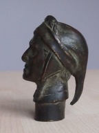 Główka laski - Dante Alighieri, stary brąz.