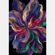 Kwiat abstrakcja obraz na płótnie 58x85 czarne tło do salonu