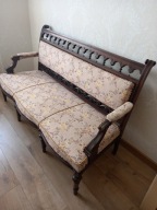 kanapa sofa tapicerowana antyk drewno
