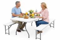 Stół Cateringowy Składany 180cm + 2 Ławki Walizka Gardlov Zestaw