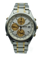 STALOWY MĘSKI NARĘCZNY ZEGAREK SEIKO CHRONOGRAPH LATA 90-TE - IDEAŁ