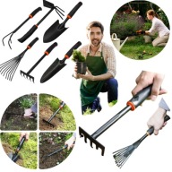 ZESTAW NARZĘDZI OGRODOWYCH 2X ŁOPATKA 2X GRABKI MOTYKA PAZURKI KOPACZKA