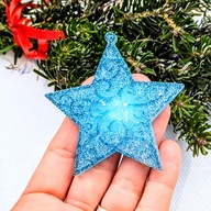 Zawieszka Gwiazdka Ozdoba Choinkowa Handmade Premium Brokat Błękit