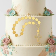 Topper NA BOK TORTU różaniec ZŁOTY LUSTRZANY lustro złote