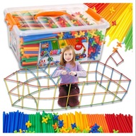 KLOCKI KONSTRUKCYJNE SŁOMKI PATYCZKI RURKI DO BUDOWANIA XXL 800 ELEMENTÓW