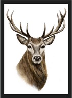 Plakat dekoracyjny A3 Jeleń Grafika Artystyczna do pokoju natura prezent