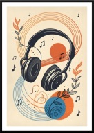 A2 OBRAZ PLAKAT MUZYCZNY MUZYKA MUSIC SŁUCHAWKI NUTY