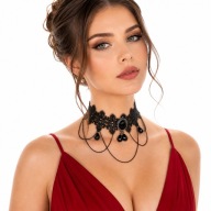 Choker Koronkowy Elegancki Czarny Naszyjnik Wieczorowy Vintage