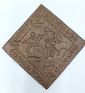 Powrót do domu z polowania myśliwy tabliczka z mosiądzu bardzo stara - 20cm