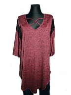 Bluzka tunika bordowa rękaw 3/4 z koronką r. 3XL