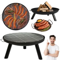 PALENISKO OGRODOWE ŻELIWNE DUŻE Z RUSZTEM GRILL TRÓJNÓG 60CM + POGRZEBACZ