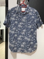 Z Koszula hawajska len bawełna szkice krajobrazu hawajskiego kieszeń M