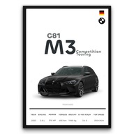 Plakat z ramą 50x70cm BMW M3 Competition Touring Sport Auto Design Hit