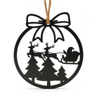 BOMBKA ŚWIĄTECZNA - Mikołaj z reniferami Ozdoba na prezent Na choinkę 10cm