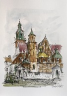 Kraków Wawel akwarela format a4 autor R. Kępa
