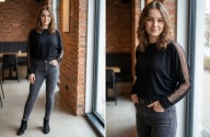 Czarna Bluzka Nietoperz z Siateczką – Oversize / Imprezowa s