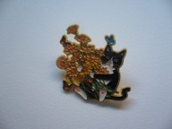 METALOWA EMALIOWANA PIN PRZYPINKA KOT KOTEK KWIATY MOTYLE