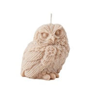 Świeca sojowa dekoracyjna Sowa beżowa – ręcznie robiona | Nuvia Soy