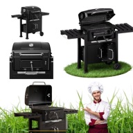 GRILL GRIL WĘGLOWY OGRODOWY DUŻY XXL POKRYWA ŻELIWNY RUSZT TERMOMETR BBQ
