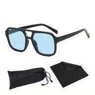 Okulary Przeciwsłoneczne Niebieskie Szkła Pilotki Kwadratowe Aviator