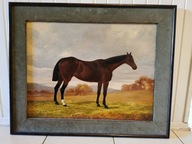 Portret konia w pejzażu XIX wiek olej na płótnie