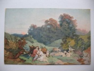 ZAGINIONY ŚWIAT MIŁOŚĆ PASTUSZKA PASTERZ OWCE przedwojenna POCZTÓWKA