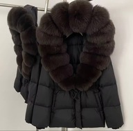 Damska kurtka puchowa z naturalnym futrem lisa