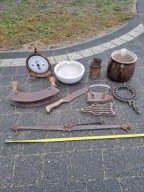 Starocie. Nóż do ziół. Waga. Garnek. Moździerz.