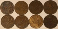 5 GR GROSZY 1925, 1928, 1930, 1931, 1935, 1937, 1938 i 1938 ZESTAW 8 SZTUK