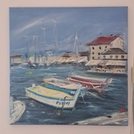 Obraz olejny ręcznie malowany łódki 1