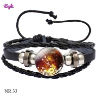 Skórzana bransoletka - Snap - Byk - regulowana, wymienne oczka