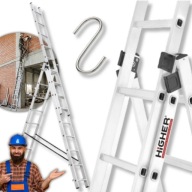 DRABINA ALUMINIOWA 3X9 150KG SKŁADANA WYSOKA NA SCHODY DACH 7,10M DŁUGA