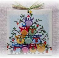 Robótkownia Obrazek kafelek 15x15 Ptak ptaki Drzewo Sowy