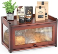 DB 62 BAMBANG Duży Chlebak Bambusowy 42 cm Okienko 360° Pojemnik na Chleb