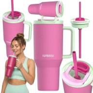 KUBEK TERMICZNY ZE SŁOMKĄ KAMBUKKA RIO 950ML BUBBLEGUM MINT RÓŻOWY DO 24H