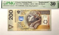 200 złotych 1994 ZA – seria zastępcza – PMG 30 – rzadki banknot III R