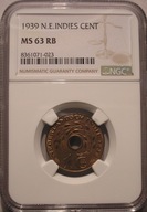 HOLENDERSKIE INDIE WSCHODNIE - 1 cent 1939 MS 63 RB NGC