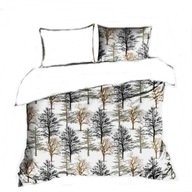 pościel z flaneli 160x200 + 2x70x80 guzik F 26/201 DUO drzewa / biały