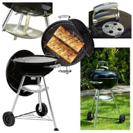 GRILL WĘGLOWY OGRODOWY WEBER PRZENOŚNY Z KÓŁKAMI, POKRYWĄ, WENTYLACJĄ LEKKI