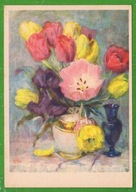 MALARSTWO NA POCZTÓWCE . DRZEWA,TRAWY.KWIATY.