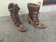 NINE WEST nr 37,5/7W wygodne brązowe botki skóra
