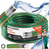 WĄŻ OGRODOWY GUMOWY 4 WARSTWOWY ZBROJNY WYSOKOCIŚNIENIOWY KUGO 50m 1/2