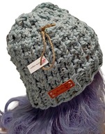 Błękitno-miętowa czapka z serii "Tweed", z wełną, handmade, unikat