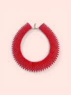 Ażurowy naszyjnik etno – łemkowska krywulka czerwony kołnierzyk handmade