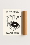 Plakat bez ramy 21x30cm Dźwięki z Winylu Retro Muzyka Gramofon Styl Loft