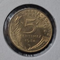 *FRANCJA [0114]*5 centymów CENTIMES 1984 Piąta Republika, Marianna Rośliny