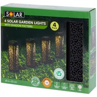 4 x LAMPA SOLARNA LED Czarna Słupek Filar Ażurowy Wzór 33 cm ZESTAW