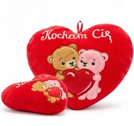 Poduszka serce „Kocham Cię” – dwa misie | maskotka walentynkowa 21×16 cm