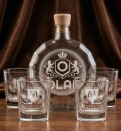 Zestaw butelka Karafka "Medalion” + 4 szklanki TWÓJ GRAWER – Prezent