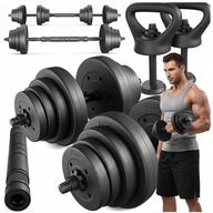 HANTLE REGULOWANE 40KG ZESTAW 2X20KG SZTANGA KETTLEBELL 4W1 BITUMICZNE